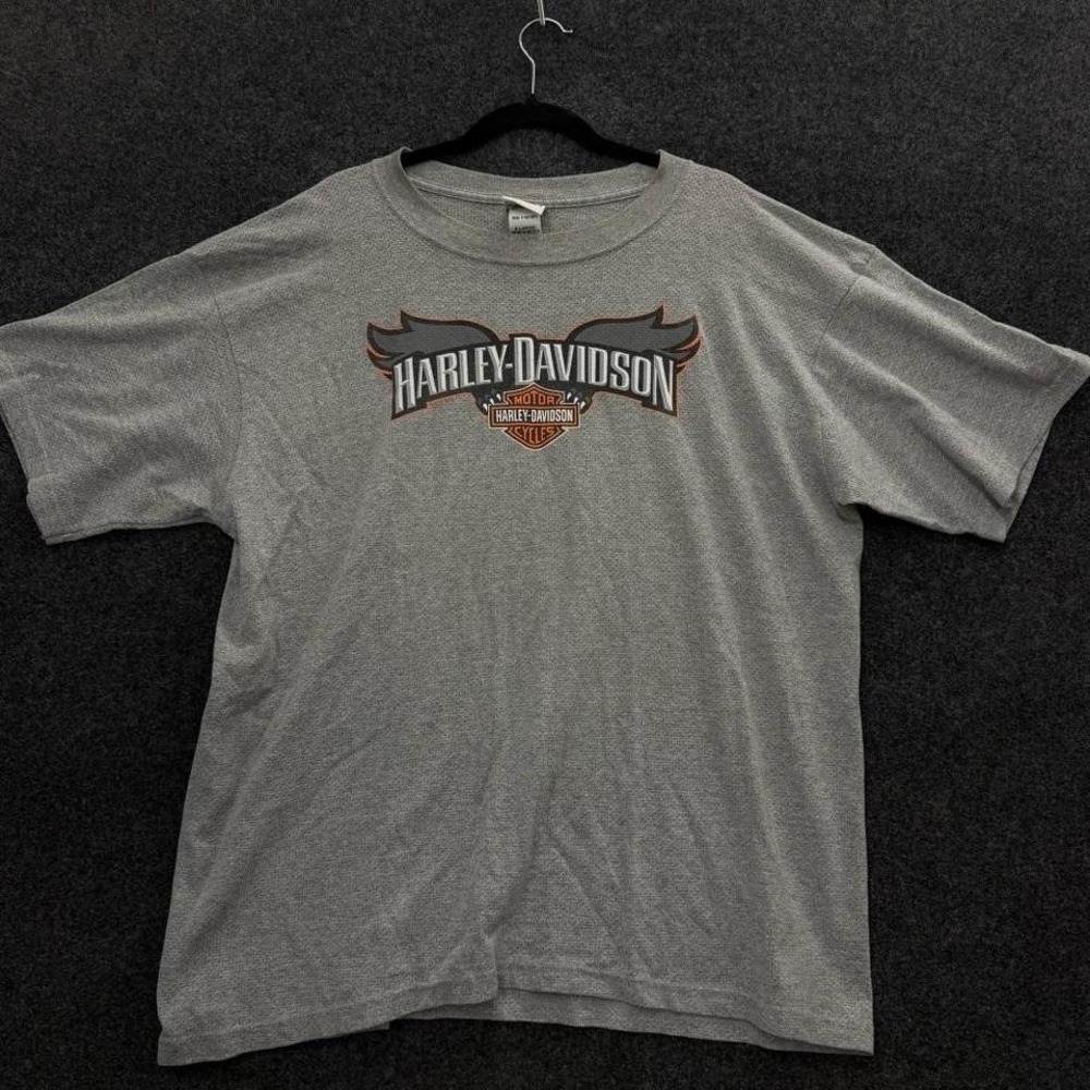 Harley-Davidson Wing Logo Thermal Tee Men's XL Gray Hal's New Berlin Wisconsin